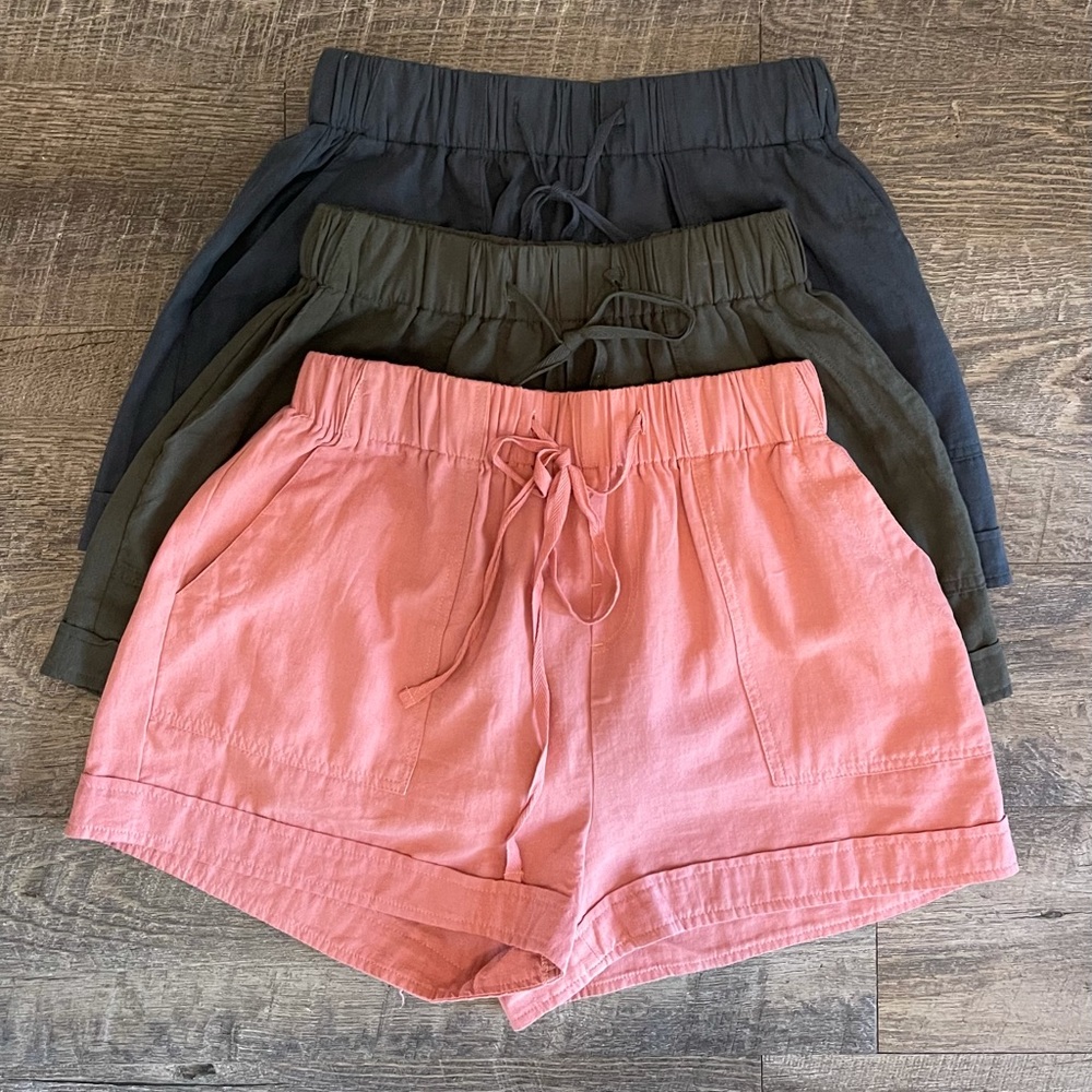 OLIVE Cotton Drawstring Shorts - Picture 6 of 8